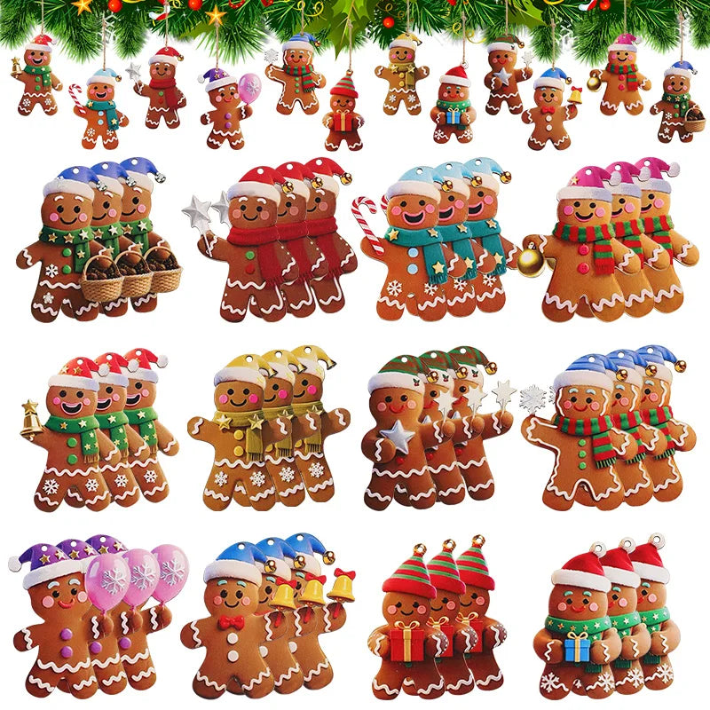 Gingerbread Man Ornaments Set
