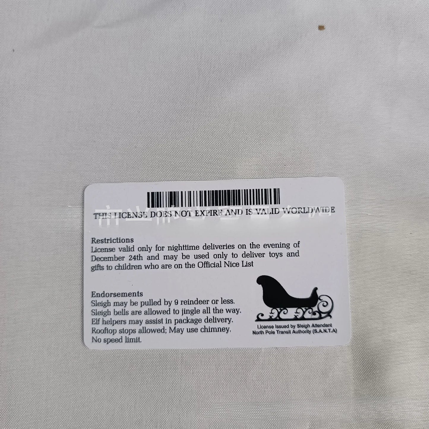 Santa Flying Licence Card