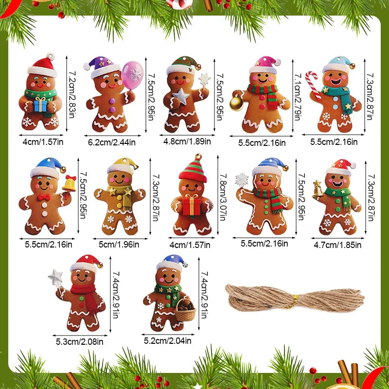 Gingerbread Man Ornaments Set