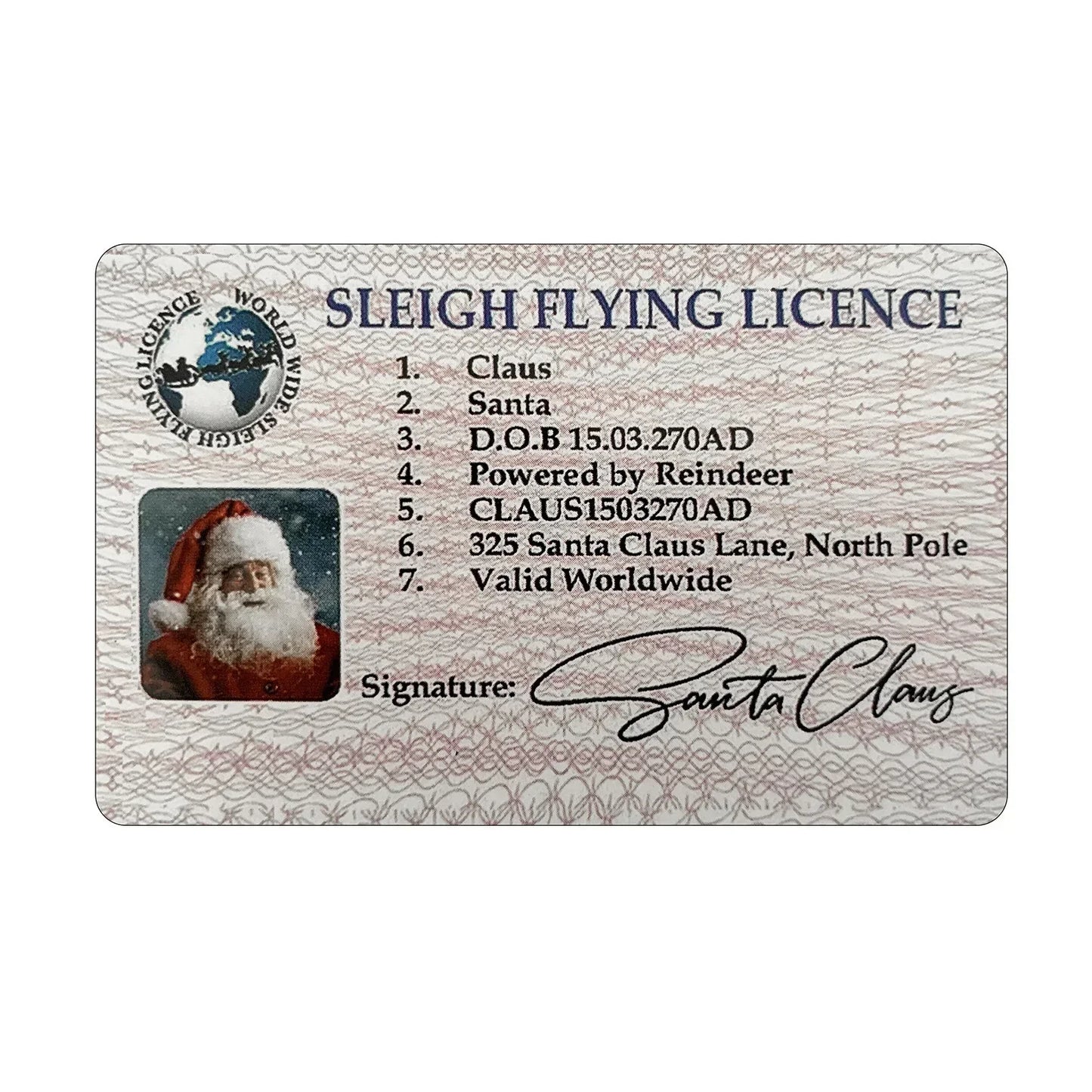 Santa Flying Licence Card