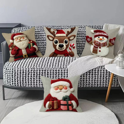 Festive Santa & Friends Cushion Cover