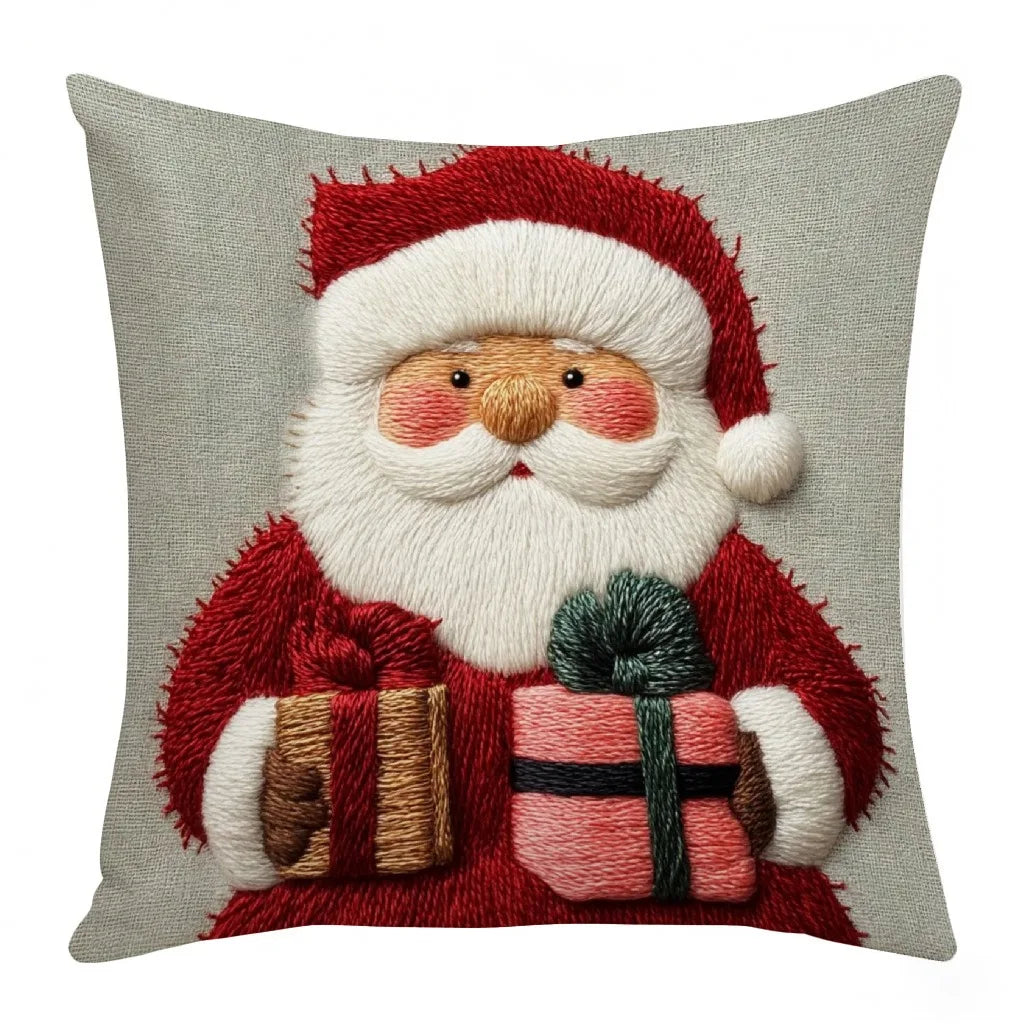 Festive Santa & Friends Cushion Cover
