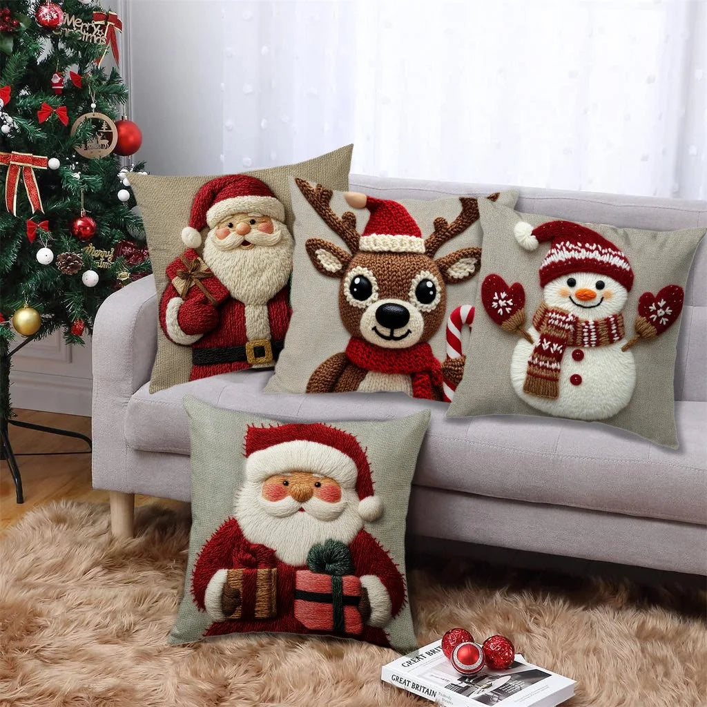 Festive Santa & Friends Cushion Cover