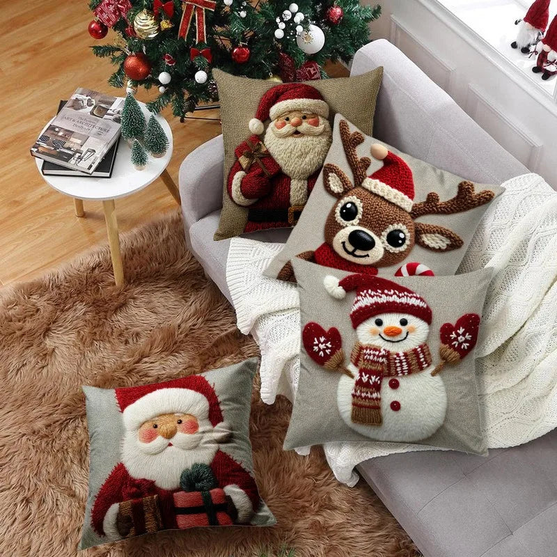 Festive Santa & Friends Cushion Cover