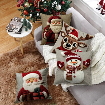 Festive Santa & Friends Cushion Cover