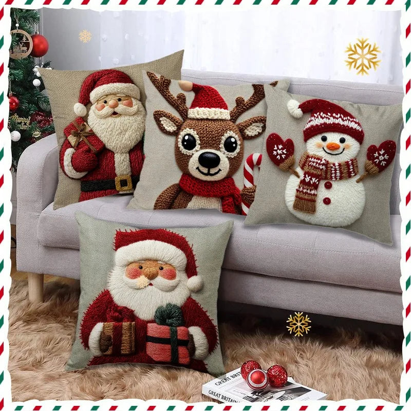 Festive Santa & Friends Cushion Cover
